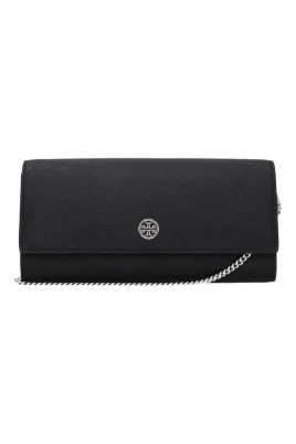 Svart läderclutch med logotyp