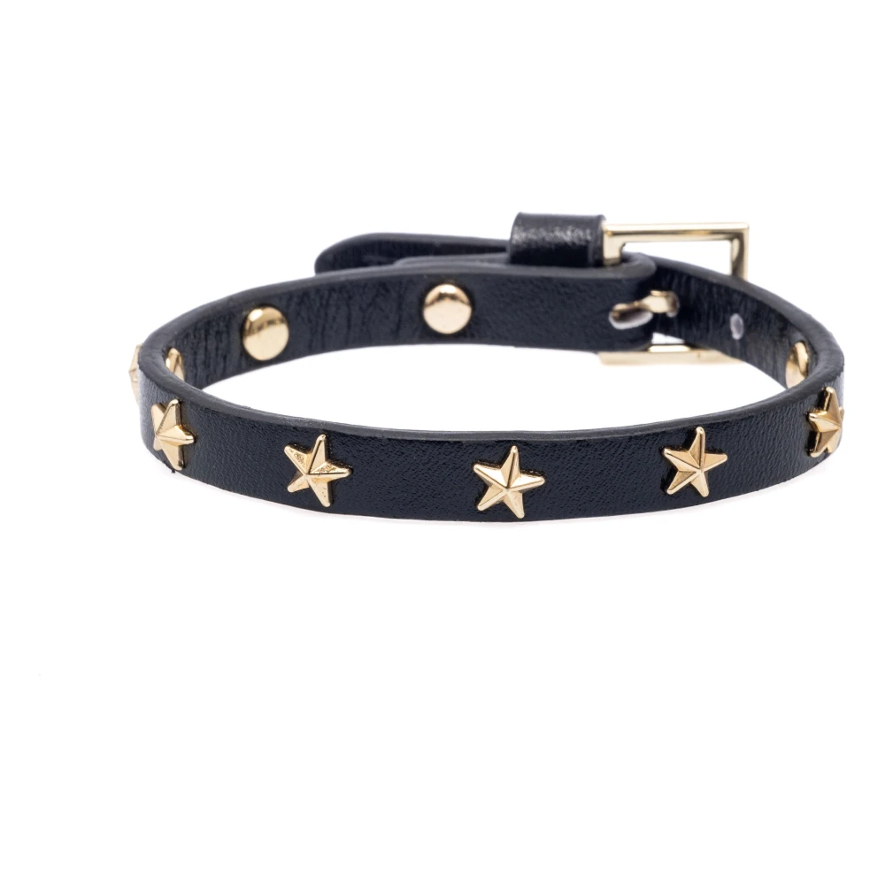 Skinn Star Stud Armbånd Mini Svart Metallisk