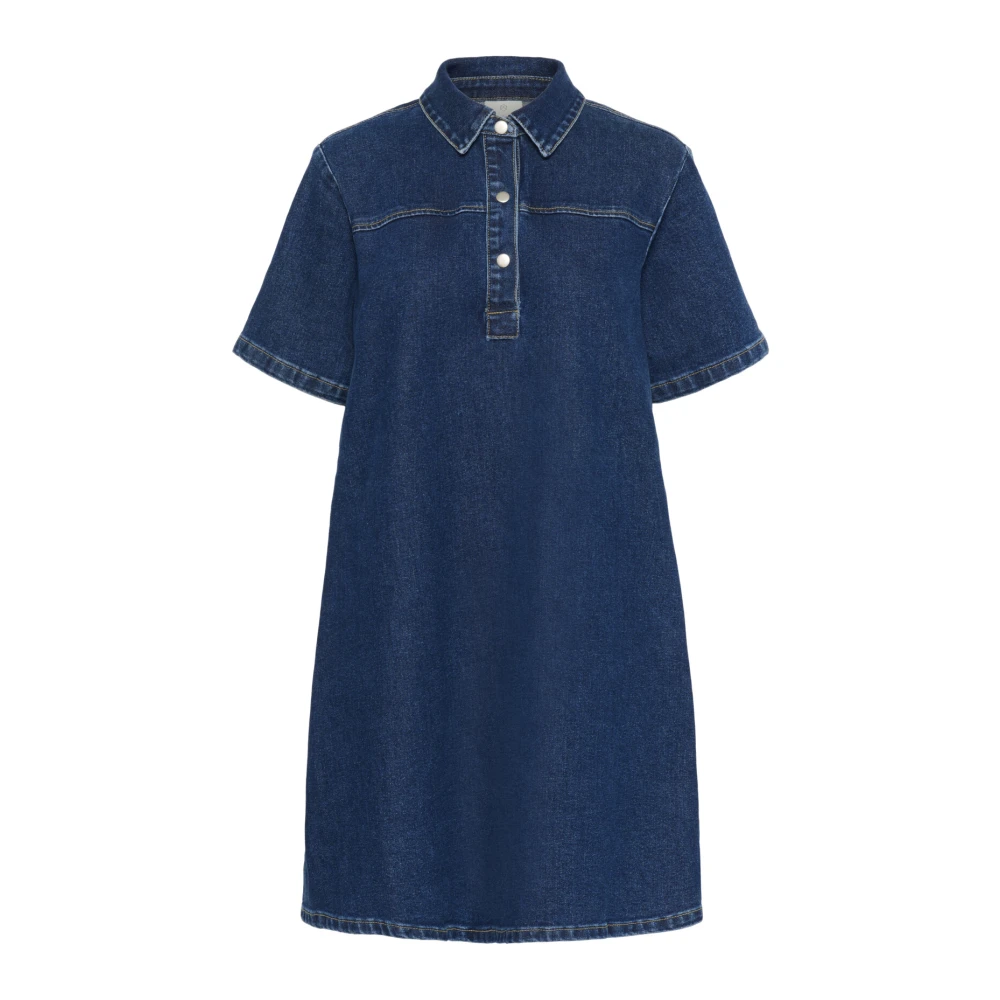 Kaffe Denim Jurk met Overhemdkraag Blue Dames