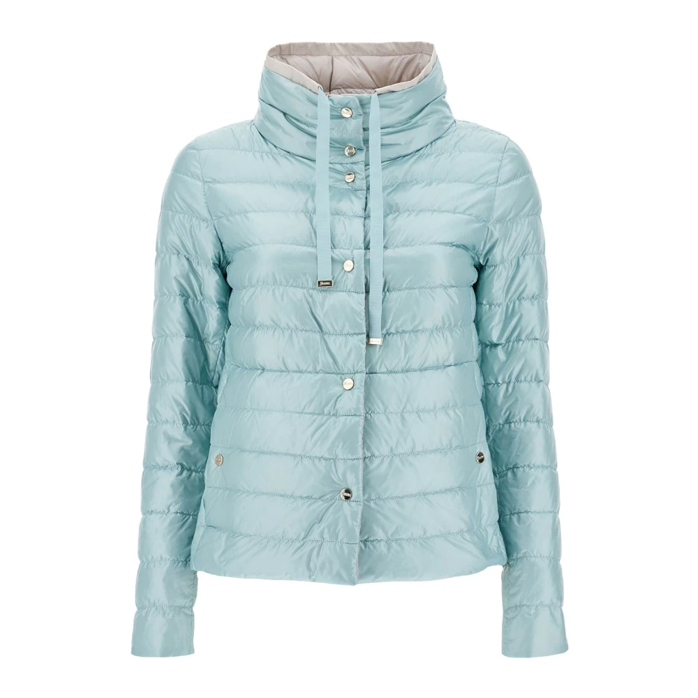 Herno IJsblauwe Puffer Jacket met metalen knopen Blue Dames