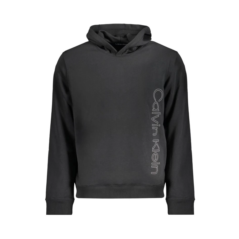 Calvin Klein Zwarte Polyester Hoodie Logo Print Black Heren