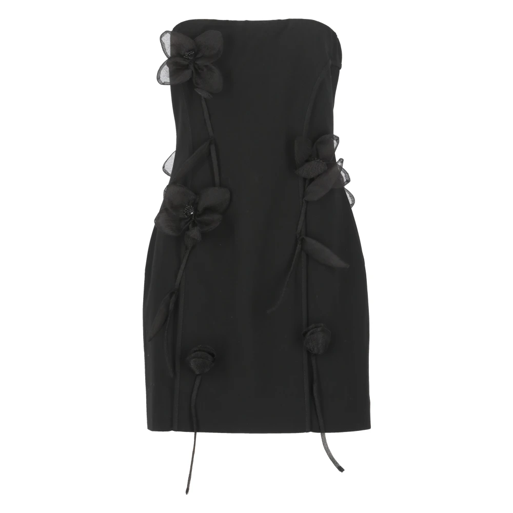 Rotate Birger Christensen Jurk zonder mouwen met roosdetails Black Dames