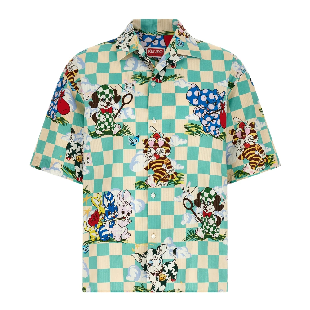 Kenzo Multicolor Cartoon Hawaiian Kortärmad Skjorta