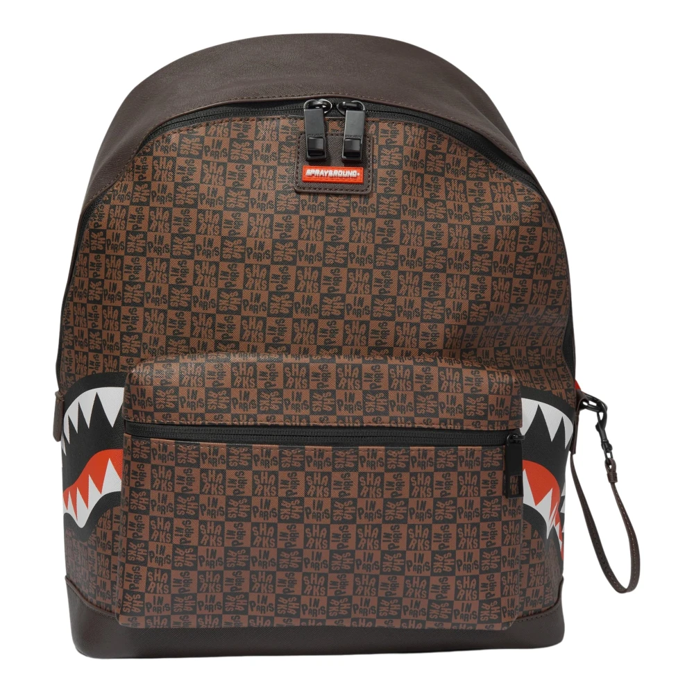 Sprayground Unisex Kids Brown Schoolbags & Backpacks, One Size, Sharks In Paris Check Emperor Backpack