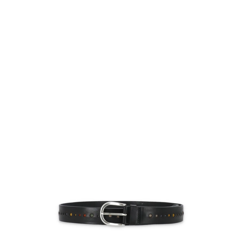 Orciani Zwarte leren riem met stoffen details Black Heren