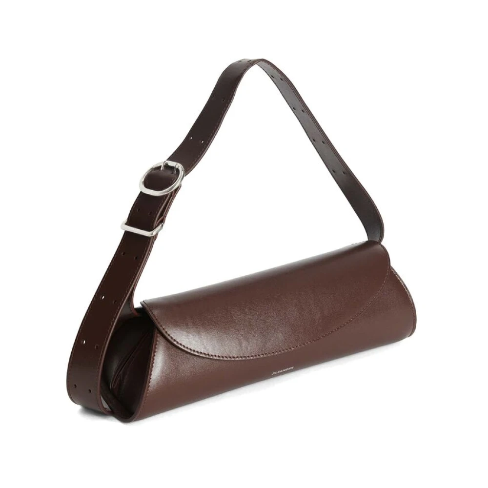 Jil Sander Bruin leren trapeze schoudertas Brown Dames