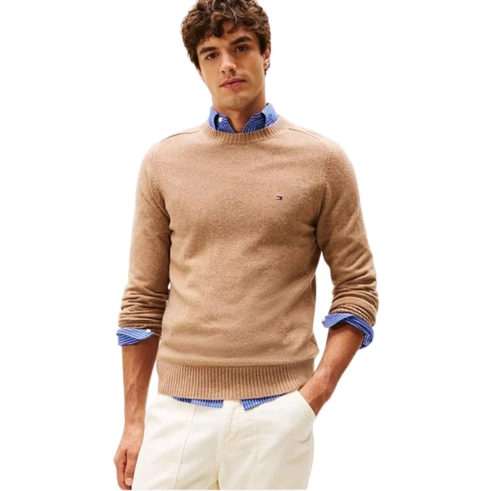 Tommy Hilfiger Men's Beige Round-Neck Knitwear - Round-Neck Knitwear - S - Knitwear