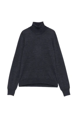 Blå Turtleneck Tröja Ull