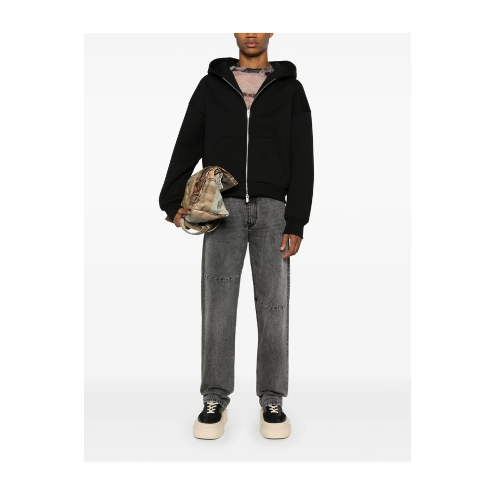 MM6 Maison Margiela Zwarte Denim Jeans Stonewashed Panel Design Black Heren