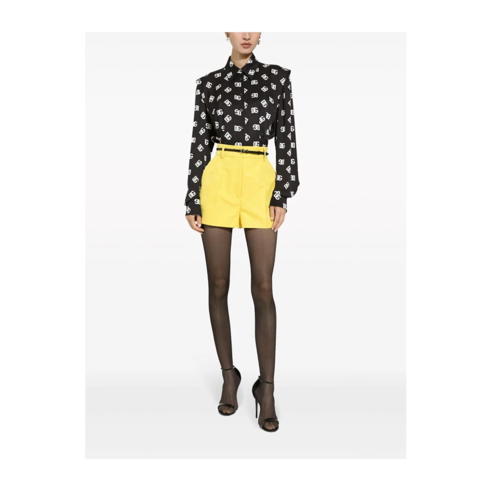 Dolce & Gabbana Gele Shorts met Geborduurd Logo Yellow Dames