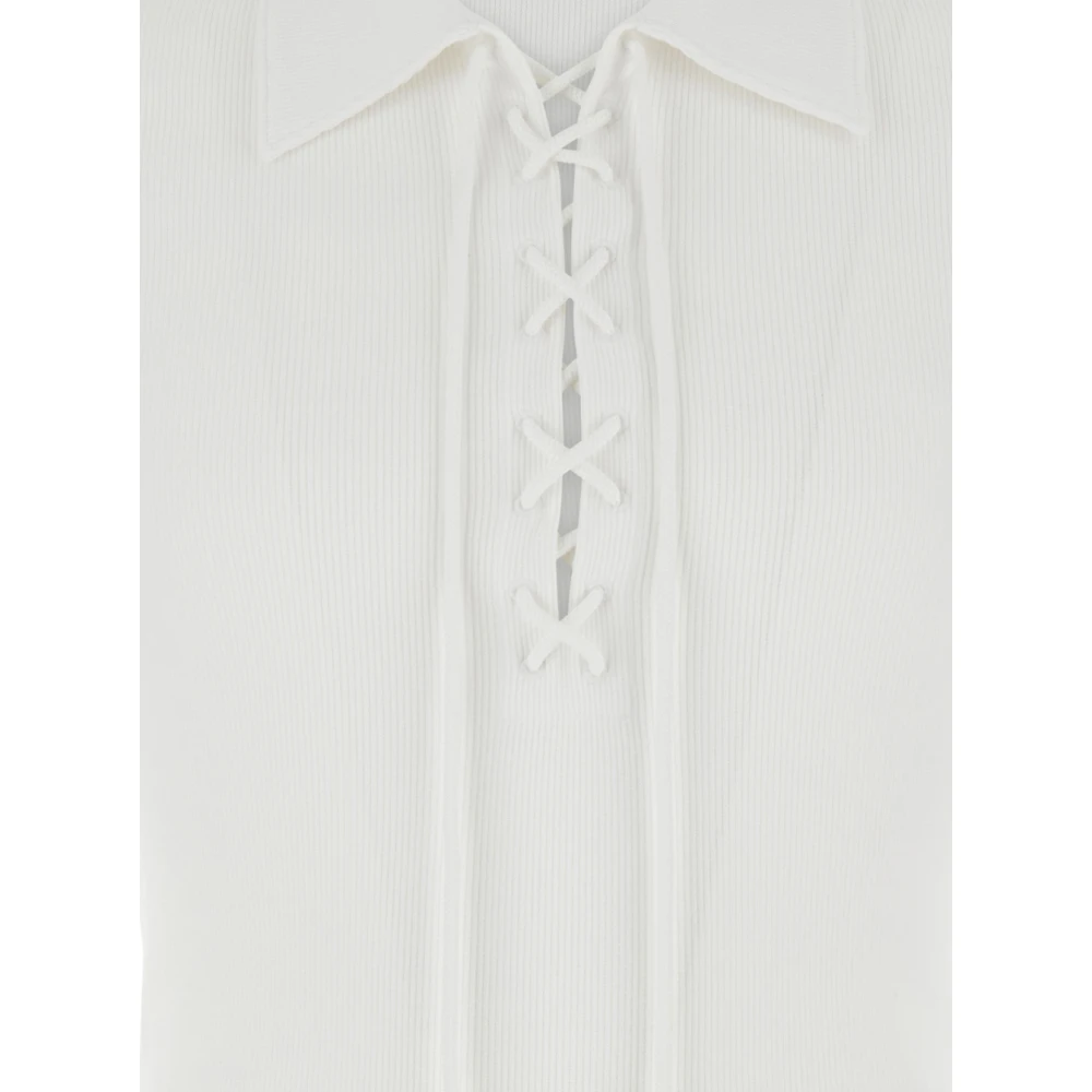 Dolce & Gabbana Witte Sweater met Kruis Kant Sluiting White Heren