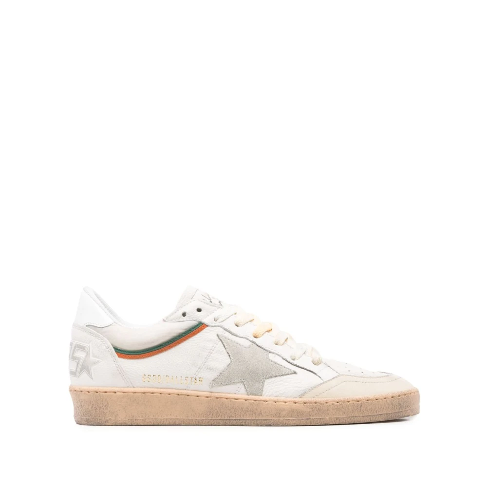 Golden Goose Men's White Sneakers,, Lace-Up Trainers With Perforated Toebox Size 6 Uk