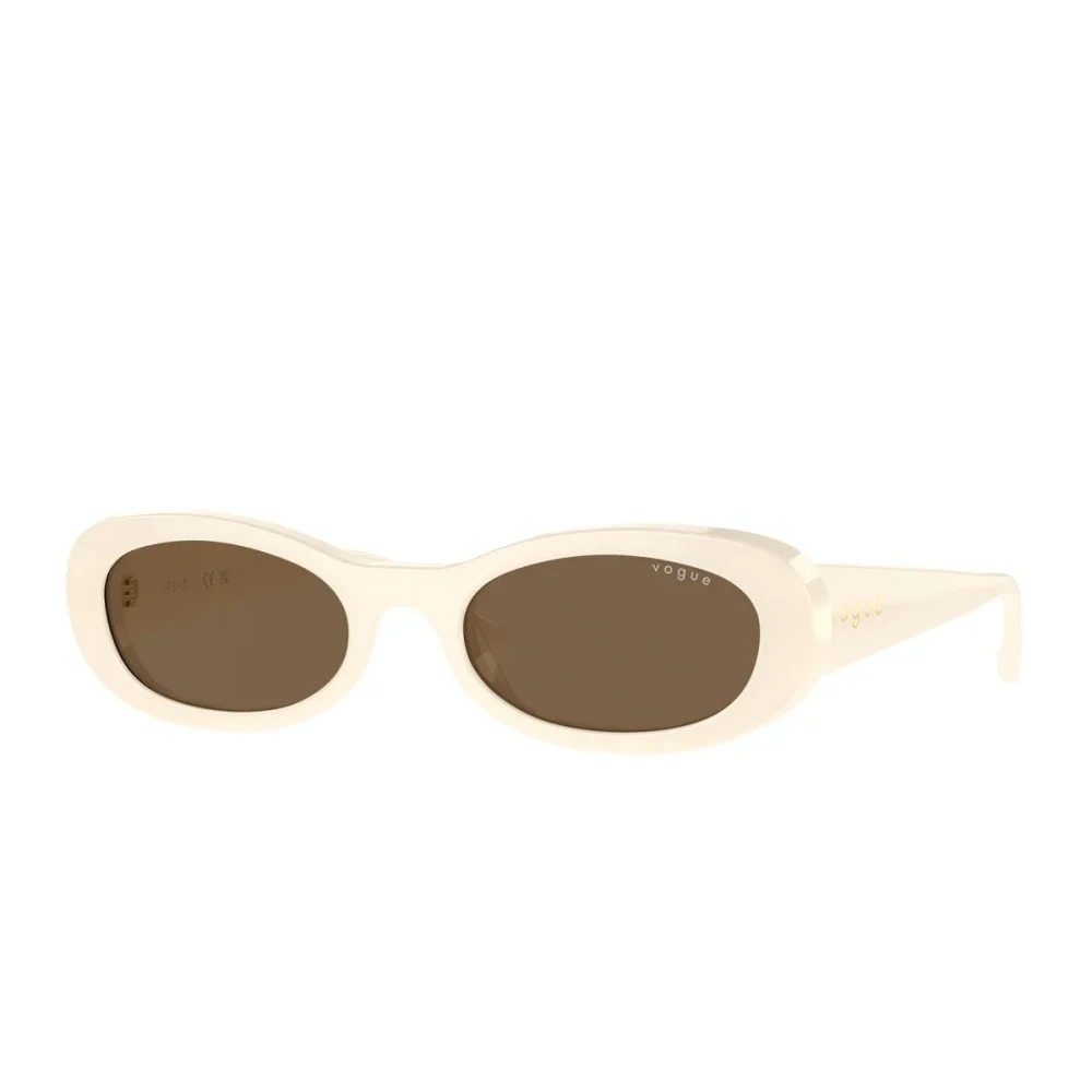Vogue Women's Beige Sunglasses, 53 Mm, Contemporary Oval Sunglasses With Logo Detail