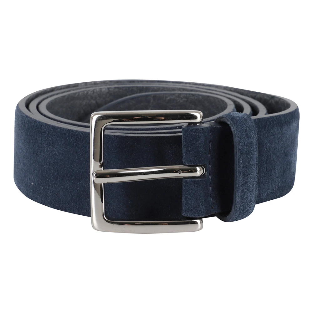 Orciani Men's Blue Suede Belt With Metal Buckle - Belts - 105 Cm - Accessories
