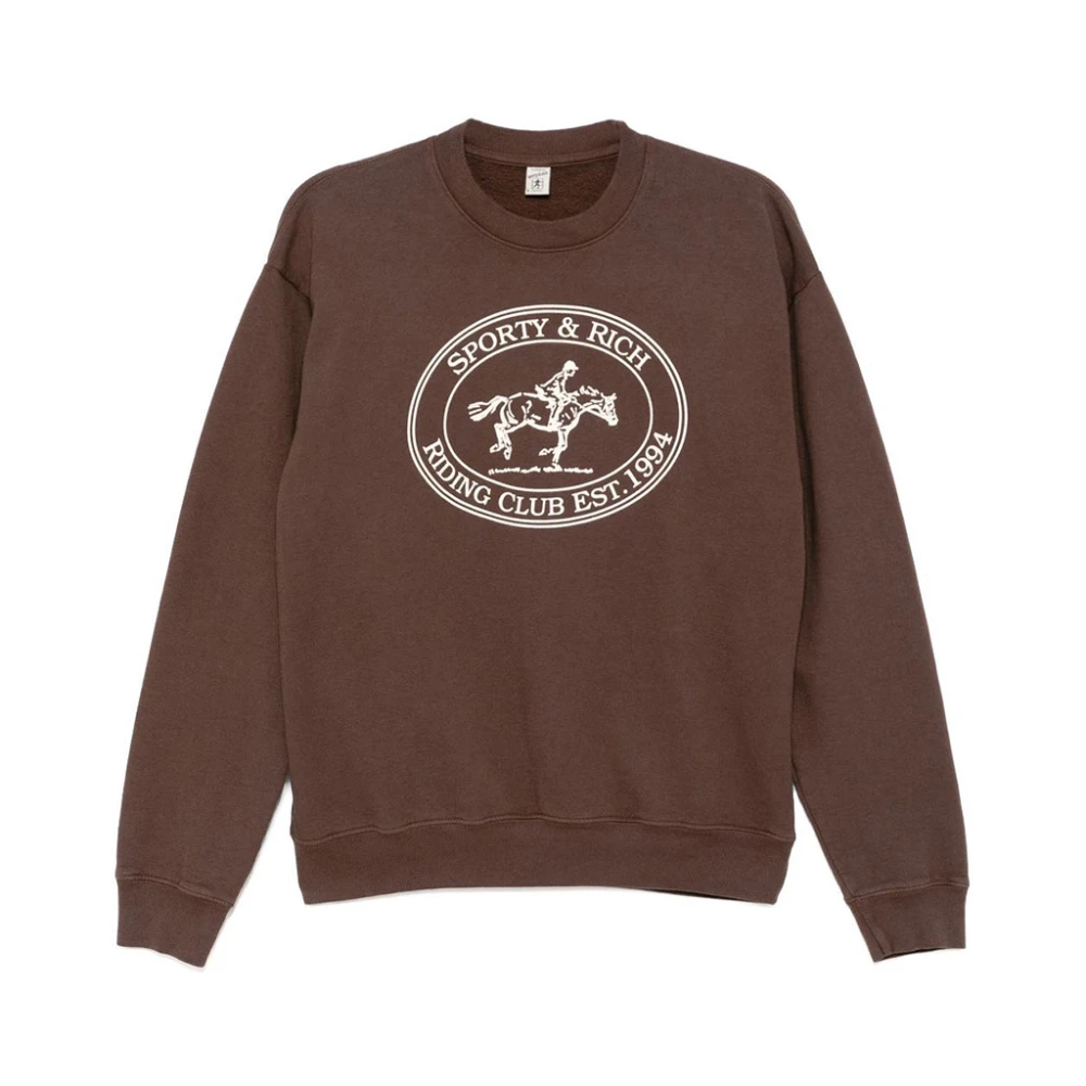 Sporty & Rich Casual Riding Club Crewneck Sweatshirt Brown Dames