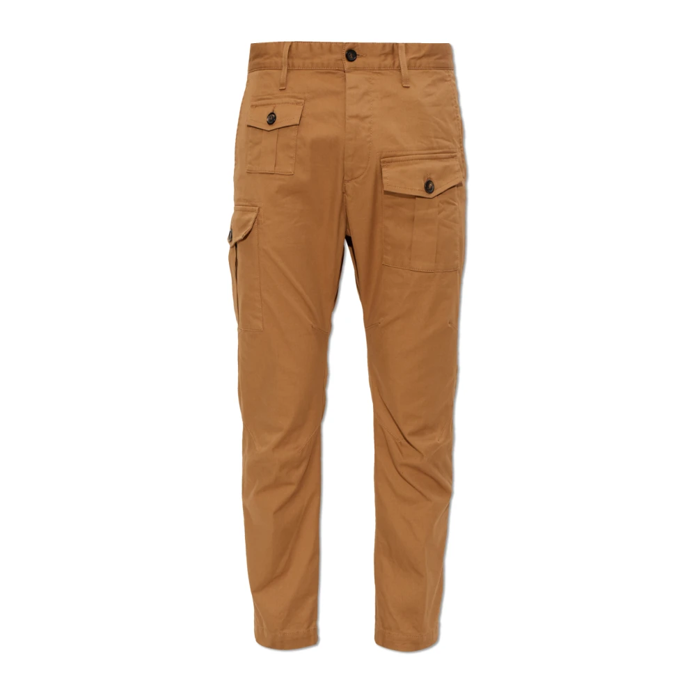 Dsquared2 Men's Brown Cargo Trousers - Slim-Fit Trousers - 2XL - Trousers