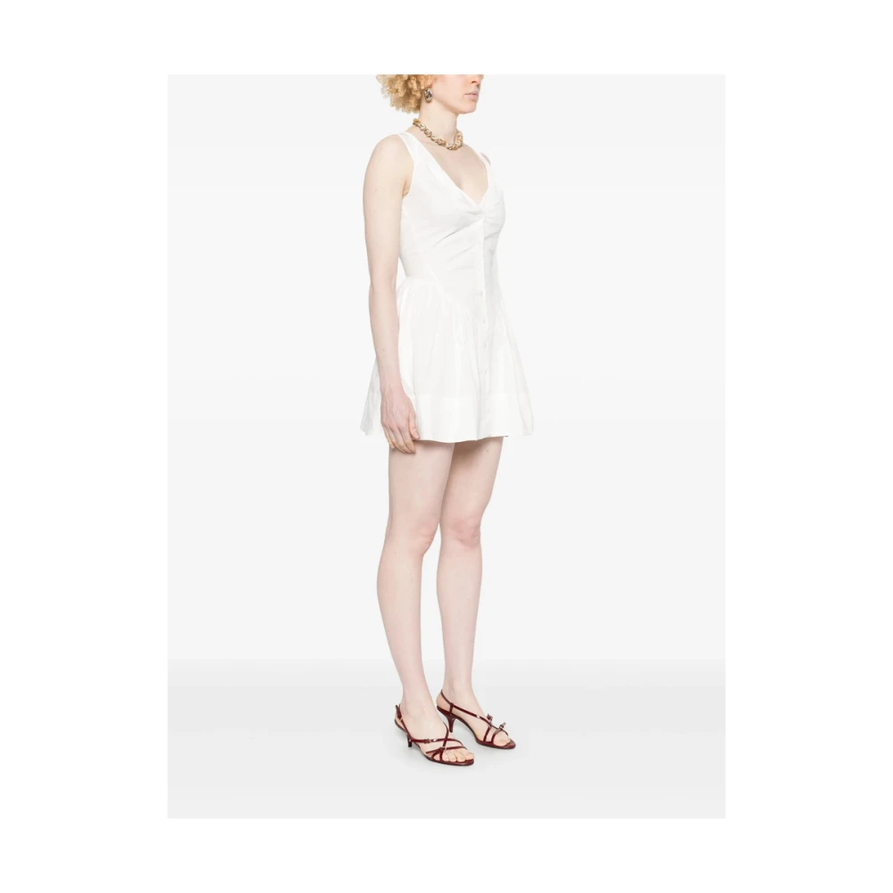 Frankies Bikinis Witte Mouwloze Jurk met V-hals en Zakken White Dames