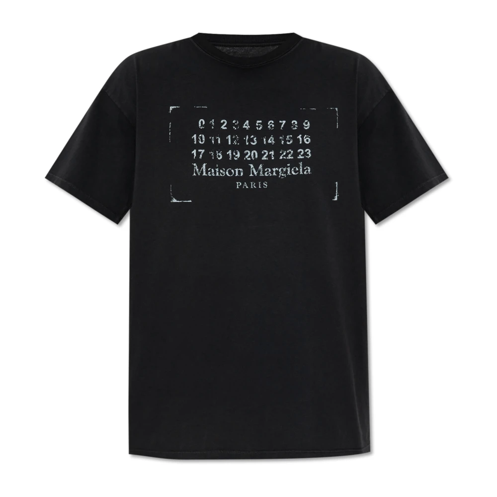 Maison Margiela Zwarte T-shirts en Polos met Logoprint Black Dames