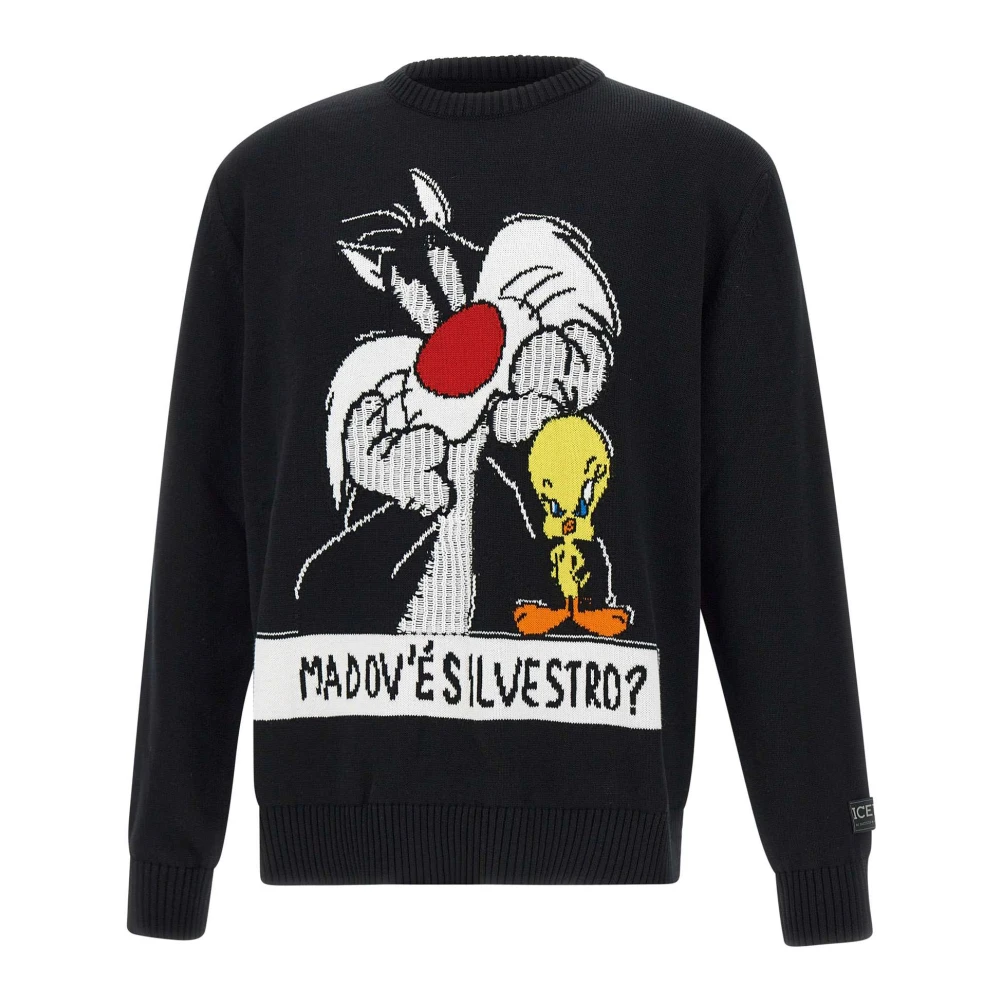 Iceberg Cartoon Stijl Zwarte Trui Black Heren