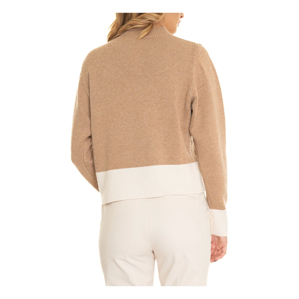 Pennyblack Bicolored Wol Turtleneck Trui Brown Dames