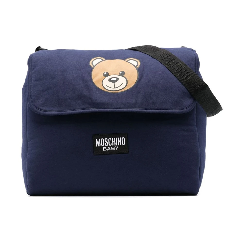 Moschino Blauwe Katoenen Verzorgingstas met Teddybeer Blue Unisex