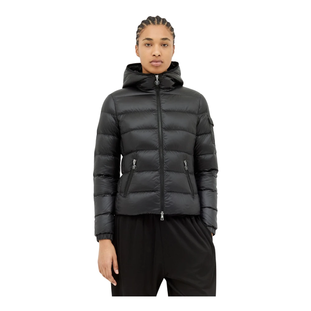 Moncler Quilted Hooded Down Jacket Black Dames