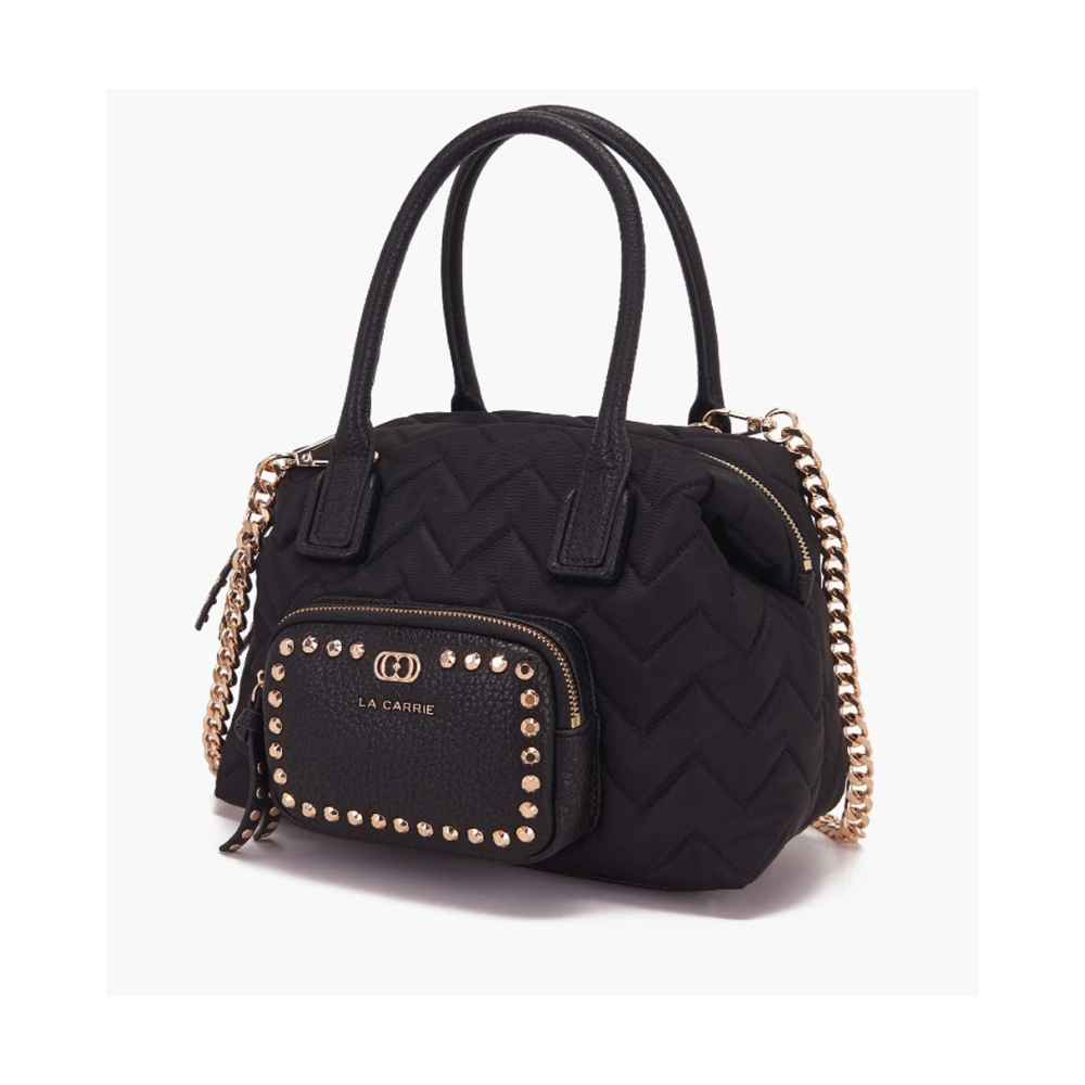 La Carrie Zwarte bowlingtas met geweven design Black Dames
