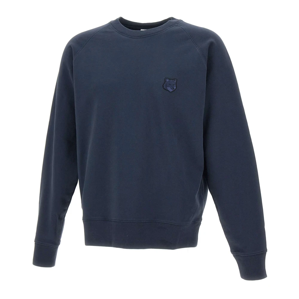 Maison Kitsuné Blauwe Katoenen Sweatshirt met Vos Logo Blue Heren
