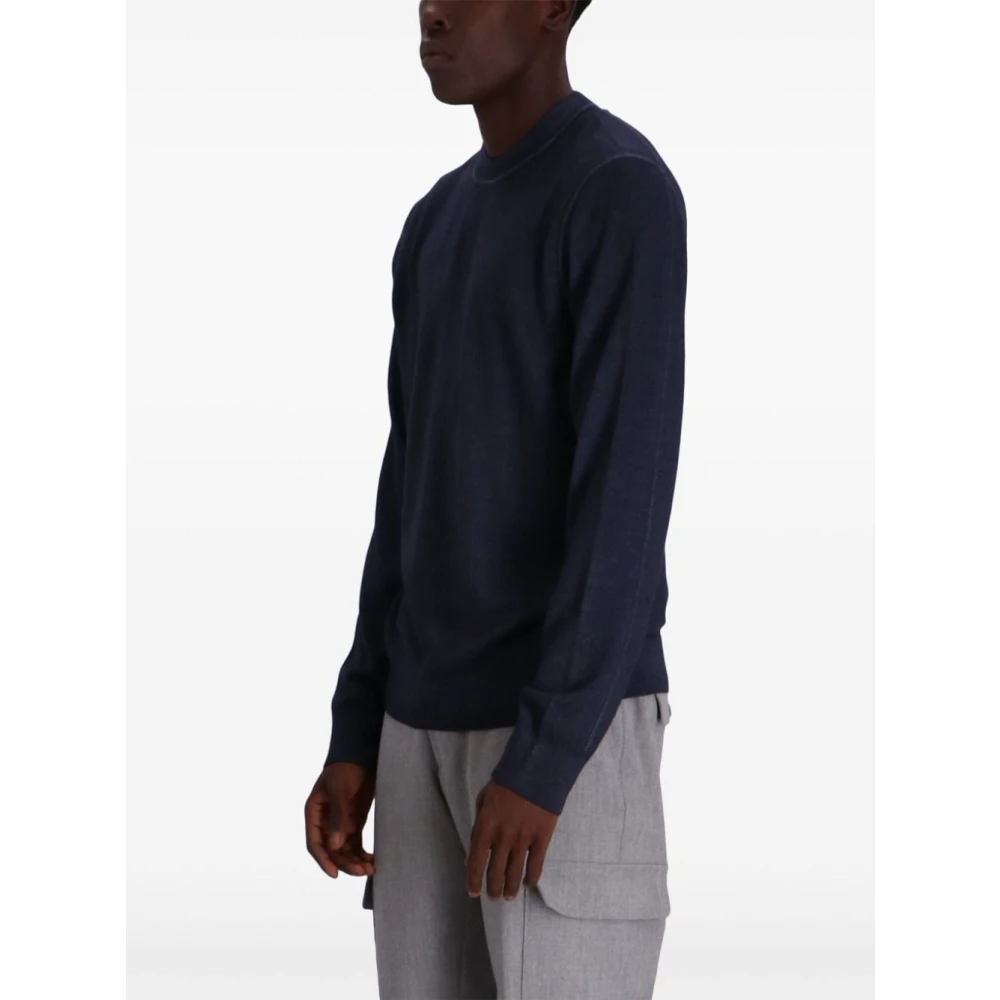 Boss Orange Blauwe Wollen Trui Geribbeld Blue Heren