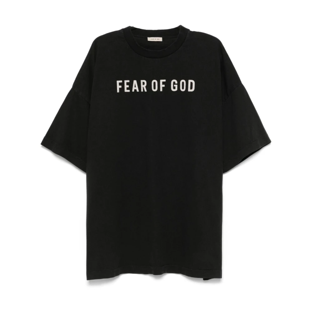 Fear Of God Zwart Jersey Crew Neck Logo T-shirt Black Heren