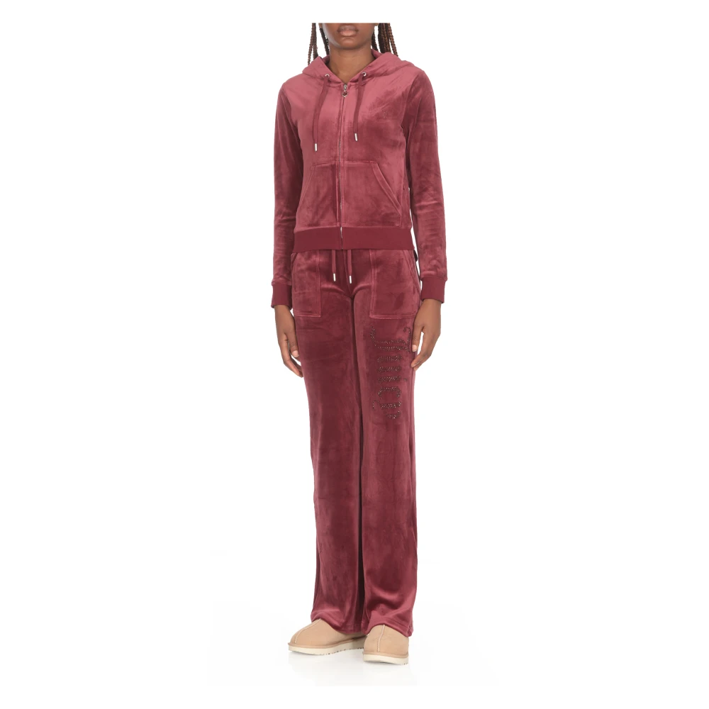 Juicy Couture Bordeaux hoodie met trekkoorden en strass Red Dames