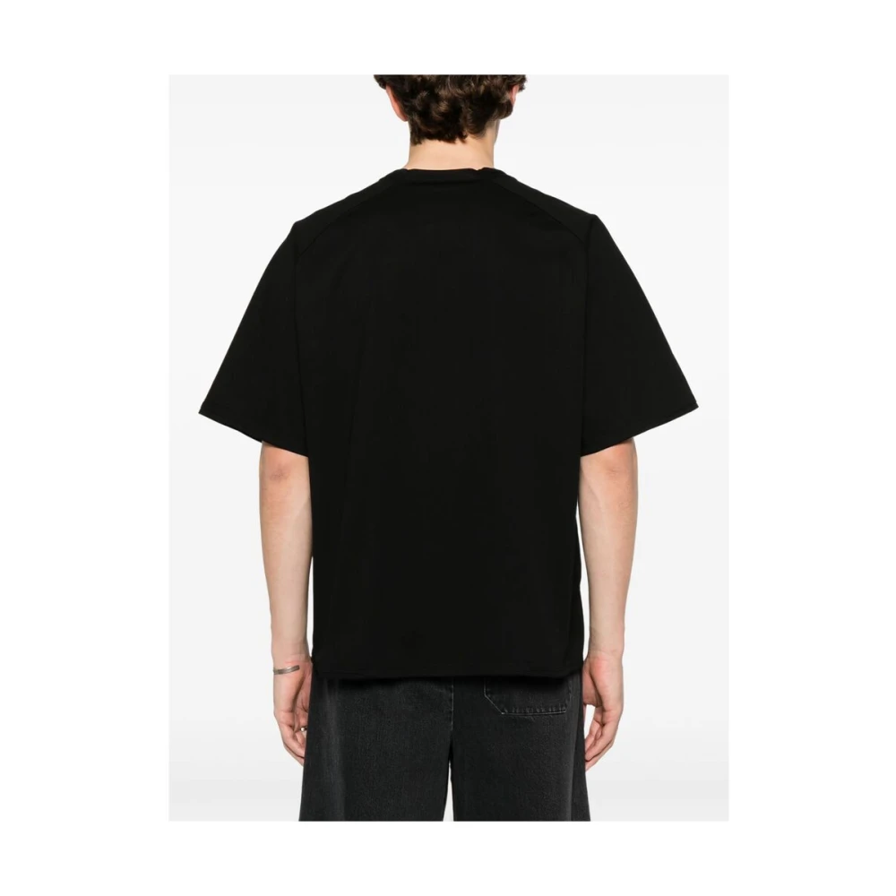 Sacai Zwarte Crew Neck Korte Mouw T-shirt Black Heren
