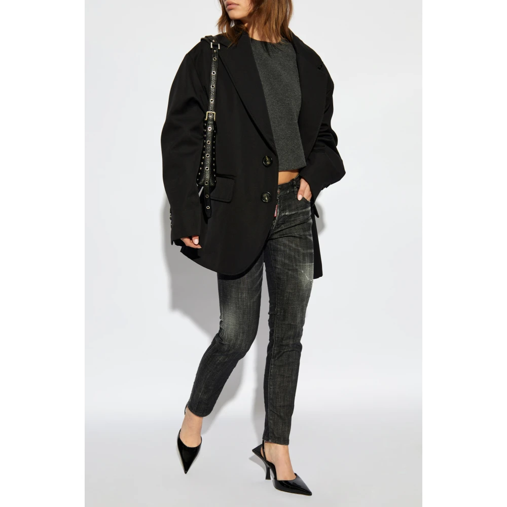 Dsquared2 Wollen jas Black Dames