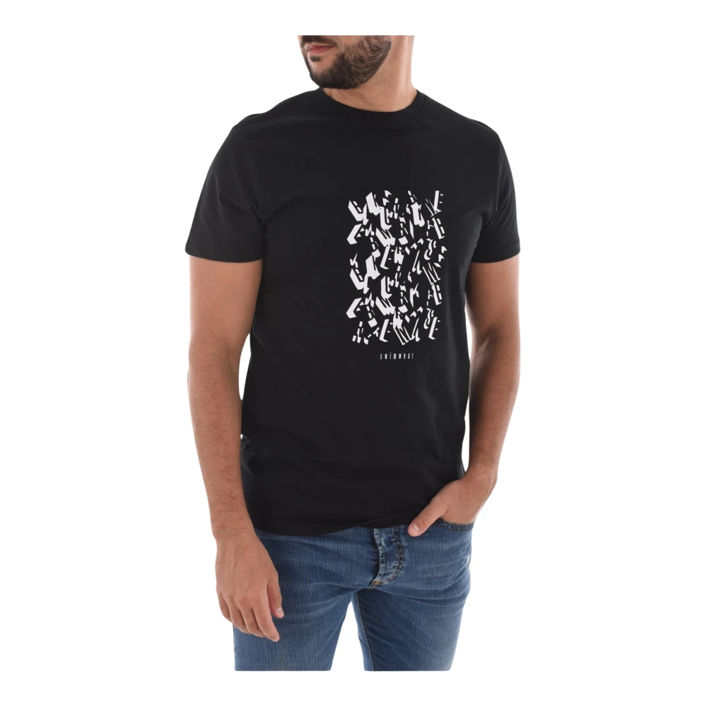 Bikkembergs Bedrukt Katoenen T-shirt Zwart Black Heren