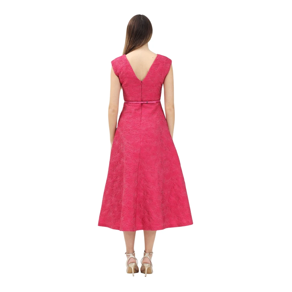 Max Mara Fuchsia Bloemen Midi Jurk Pink Dames