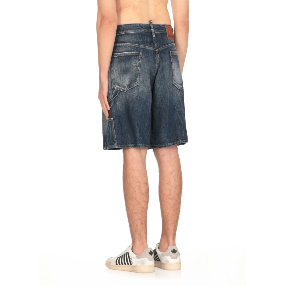 Dsquared2 Blauwe Katoenen Shorts met Gescheurde Details Blue Heren