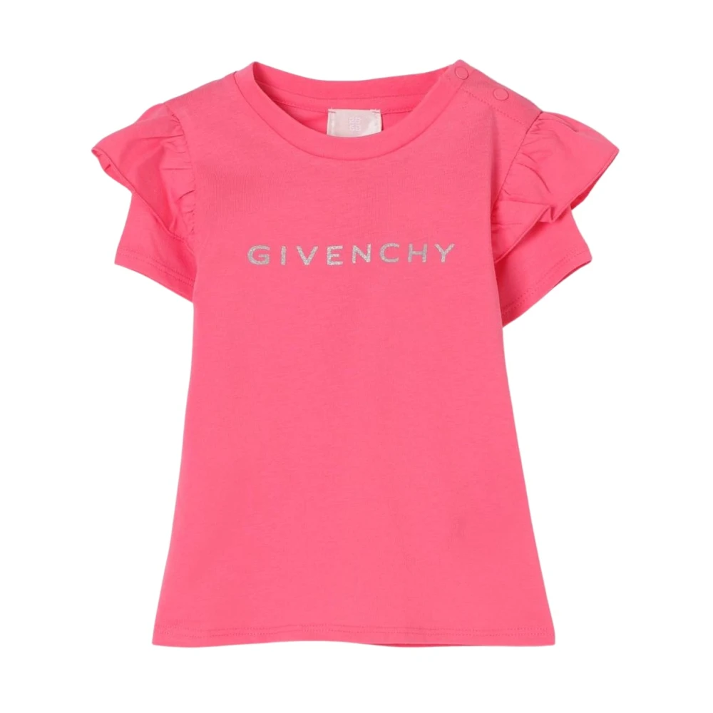 Givenchy Unisex Infant Pink Ruffle Sleeve Top For Baby Girls