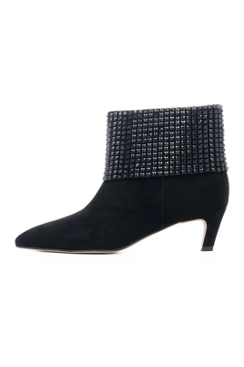 Crystal Cuff Leather Ankle Boot