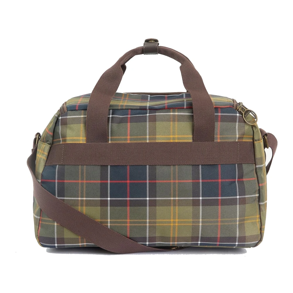 Barbour Tartan Flight Bag met meerdere compartimenten Green Heren