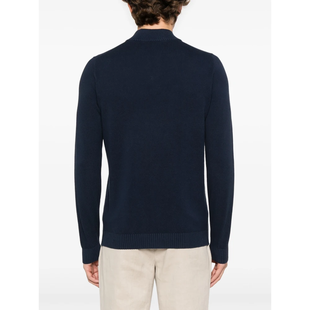 Fedeli Katoenen trui Made in Italy Blue Heren