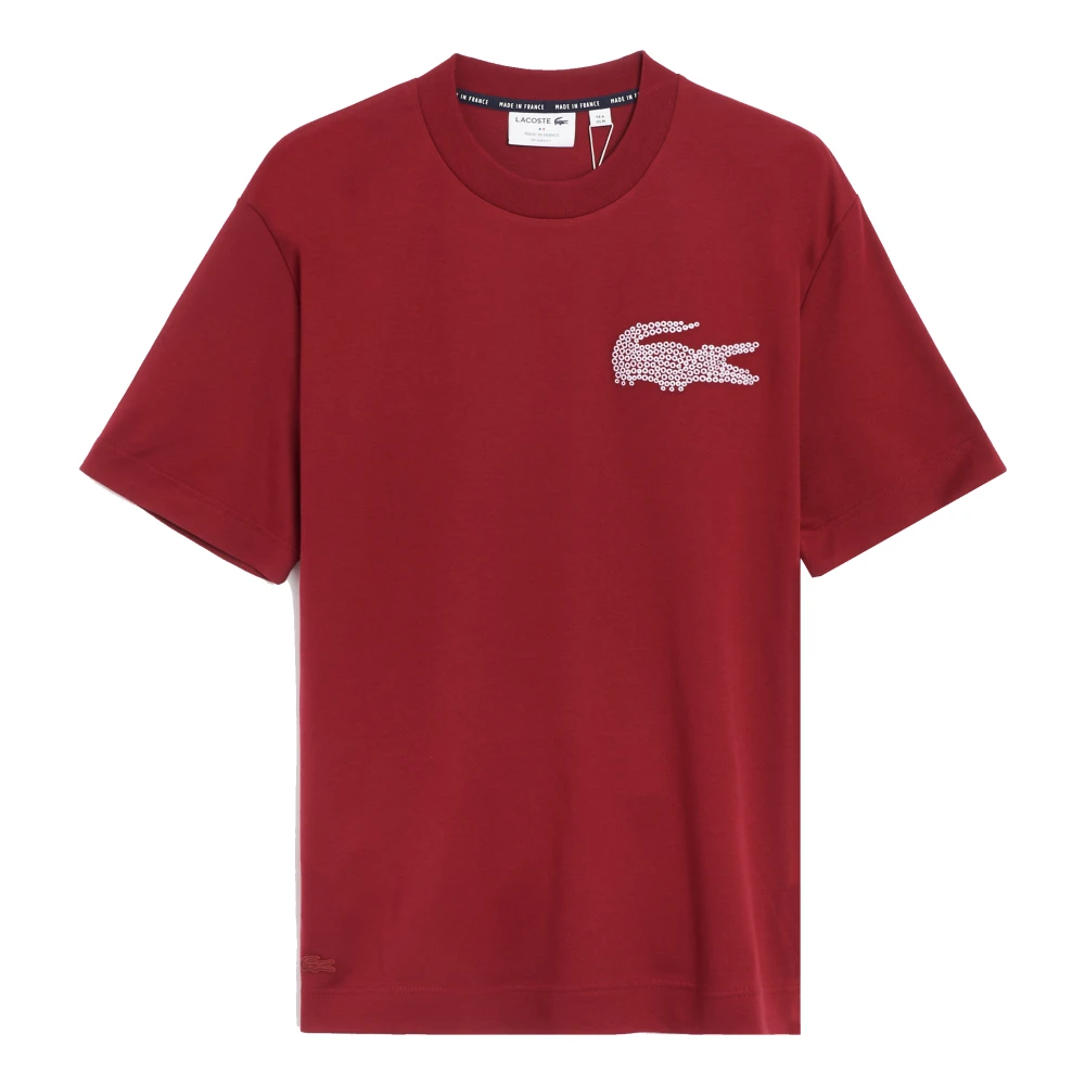 Lacoste katoenen T-shirt met geborduurde krokodil Red Heren