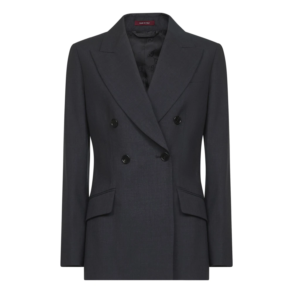 Gucci Women's Gray Blazers, L, Double-Breasted Wool Jacket