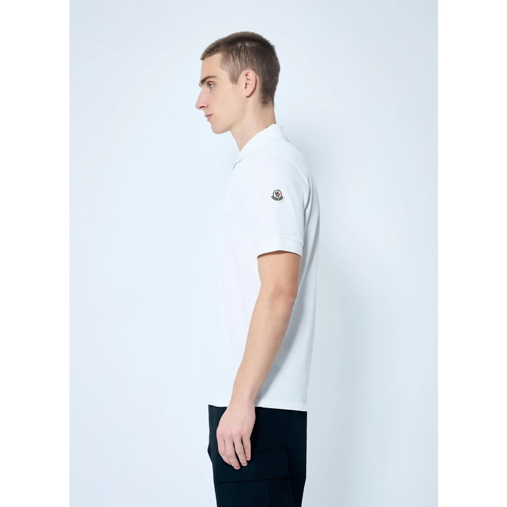 Moncler Katoenen Piquet Half-Zip Polo Shirt White Heren