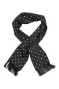 noir-blanc-pois-a-franges-foulard-en-soie