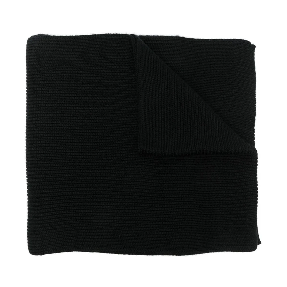 Polo Ralph Lauren Men's Black Winter Scarves, One Size, Embroidered Logo Rib Scarf