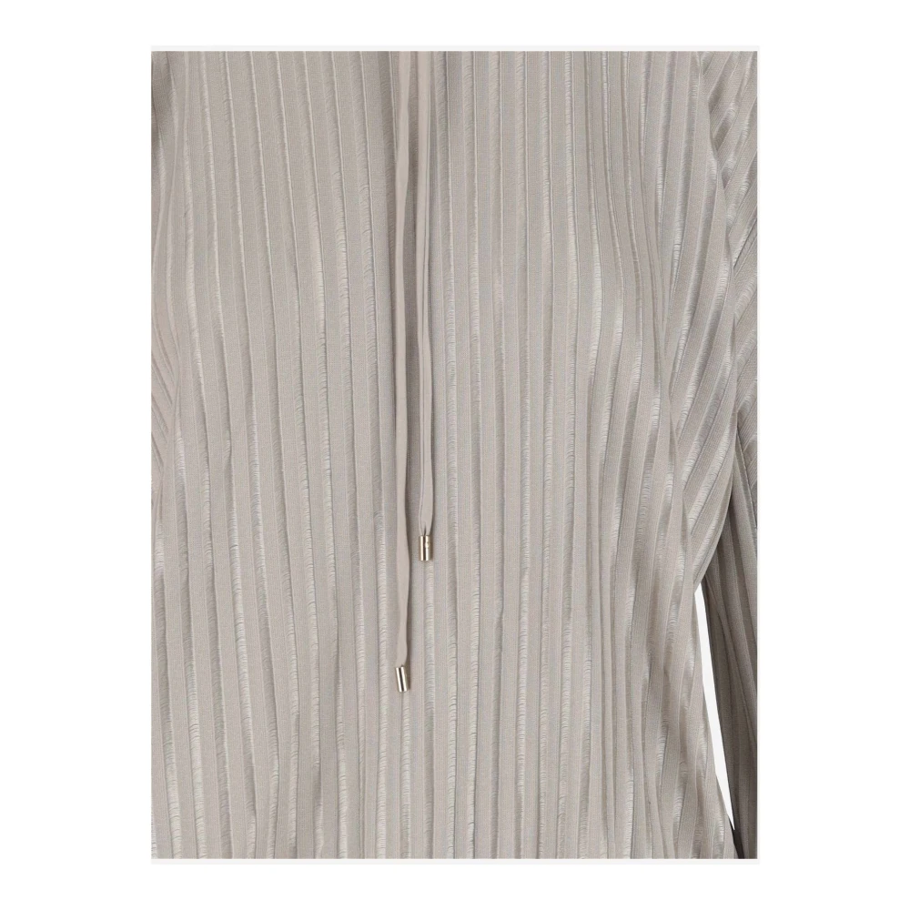 Giorgio Armani Beige Hoodie met Jacquard Ribgebreid Beige Dames