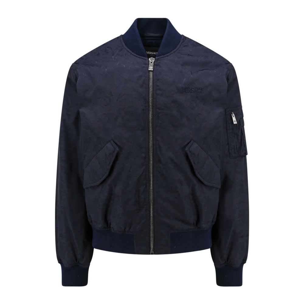 Versace Men's Blue Barocco Techno Jacquard Jacket
