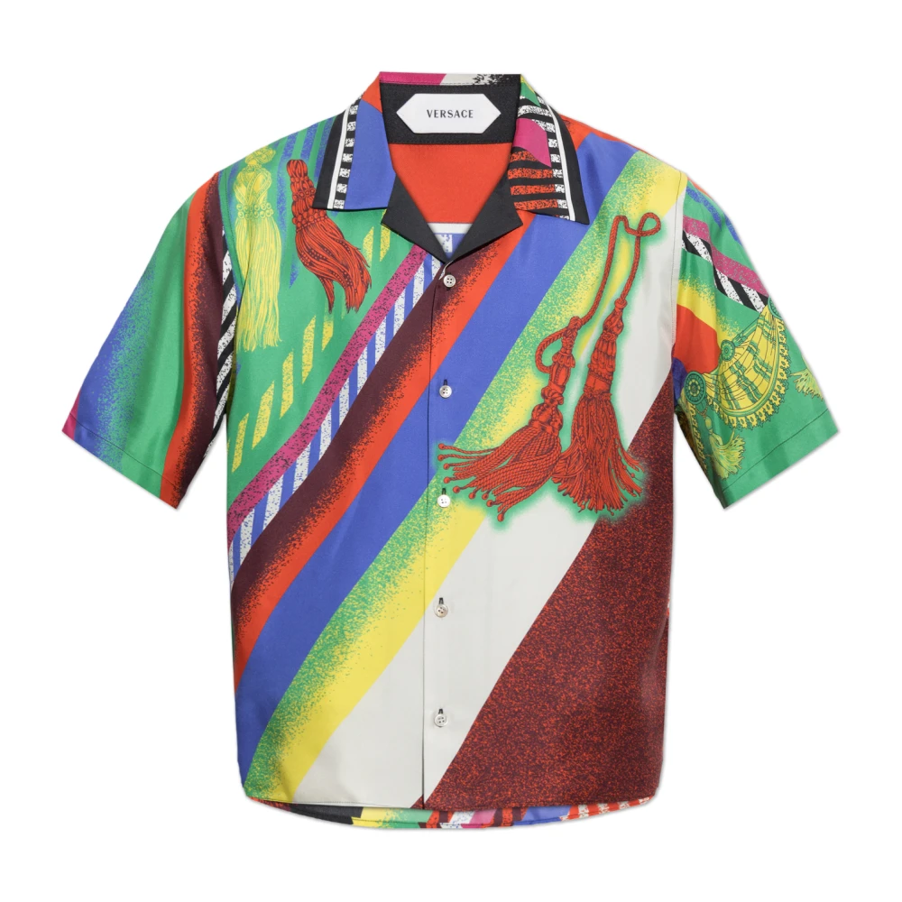 Versace - Camisa De Seda Con Estampado "Formula 6" - Shirts - Hombre - Multicolor - M