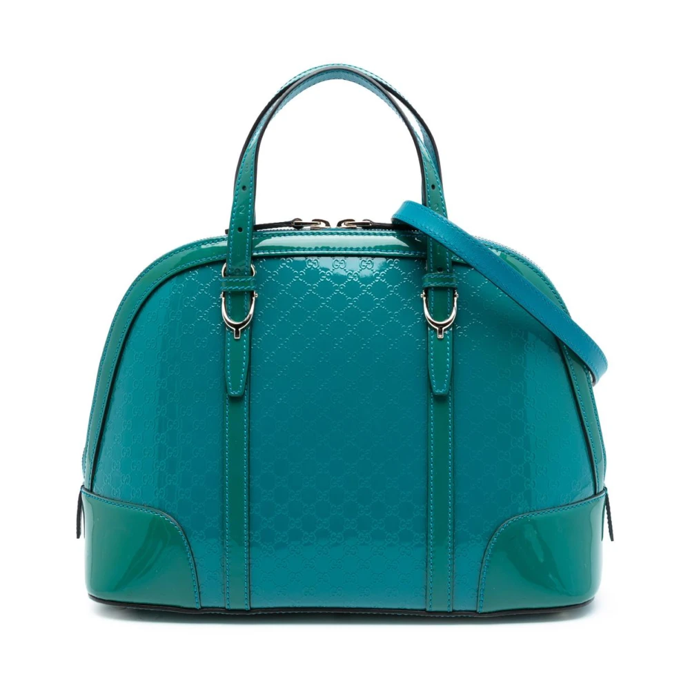 Gucci Vintage Women's Blue Pre-Owned Structured Top Handle Bag