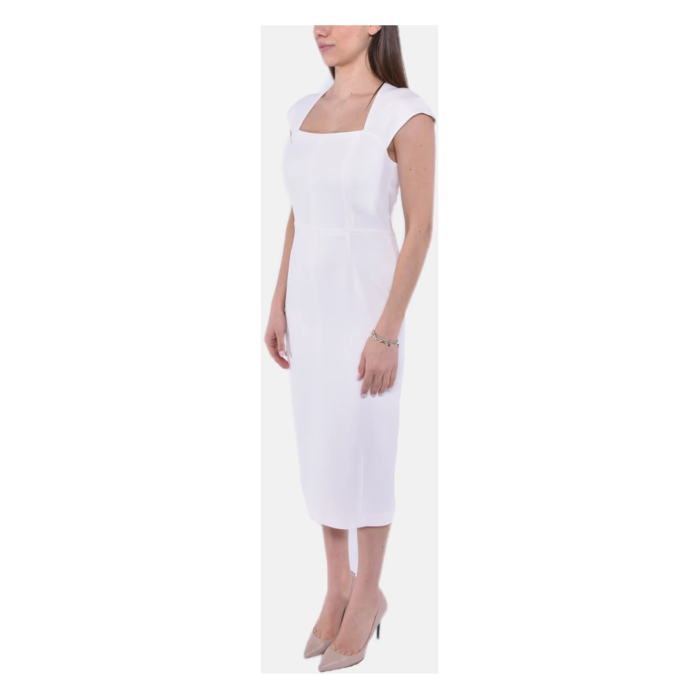 Max Mara Studio Mouwloze Cady Jurk met Verticale Snitten White Dames